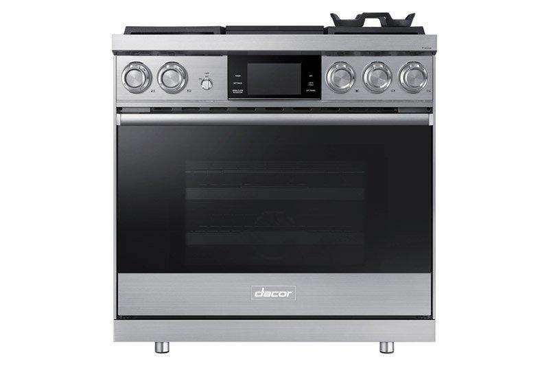 Dacor DOP36M94DPS 36" Pro Dual-Fuel Steam Range, Silver Stainless Steel, Liquid Propane