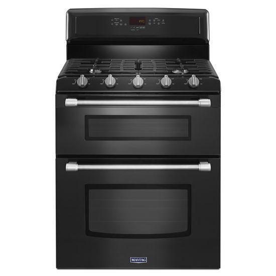 Maytag® 30-inch Wide Double Oven Gas Range with Power™ Burner - 6.0 cu. ft. - Black