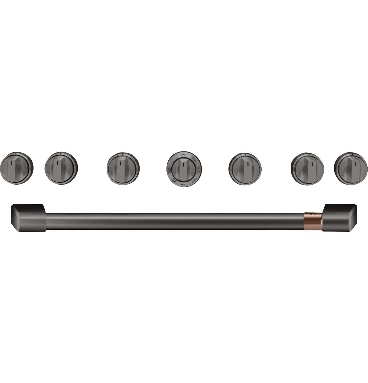 Cafe CXPR6HKPMBT Caf(eback)™ 36" Brushed Black Handle & Knob Set for Pro Range and Rangetop