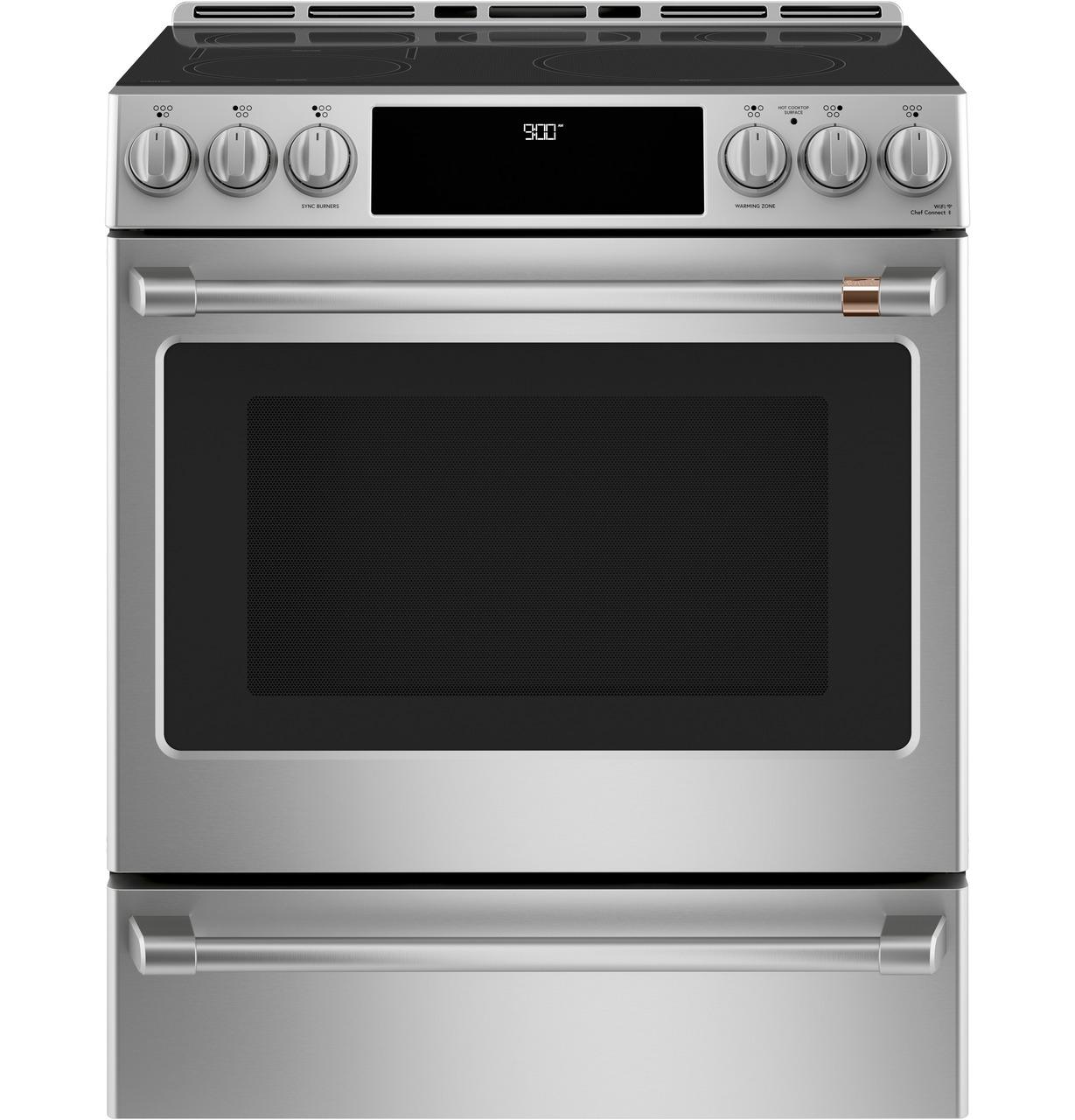 Cafe Caf(eback)™ 30" Smart Slide-In, Front-Control, Induction and Convection Range with Warming Drawer