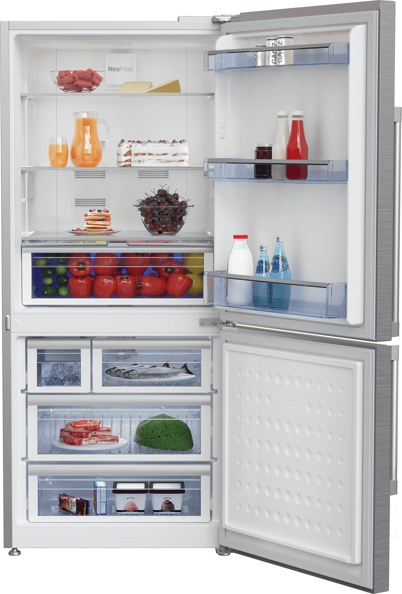 30" Freezer Bottom Stainless Steel Refrigerator with Auto Ice Maker