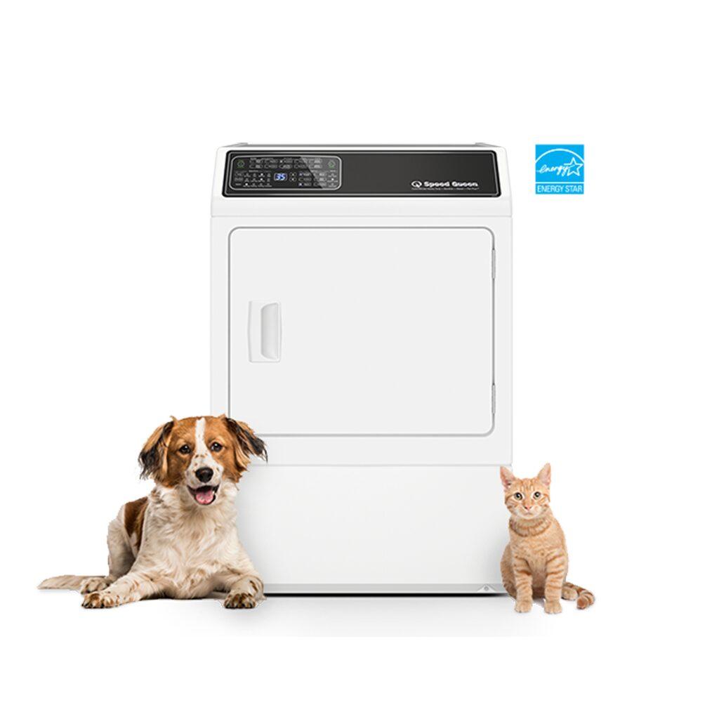 Speed Queen DF7 Sanitizing White Gas Dryer with Front Control  Pet Plus™  Steam  Over-Dry Protection Technology  ENERGY STAR® Certified  5-Year Warranty