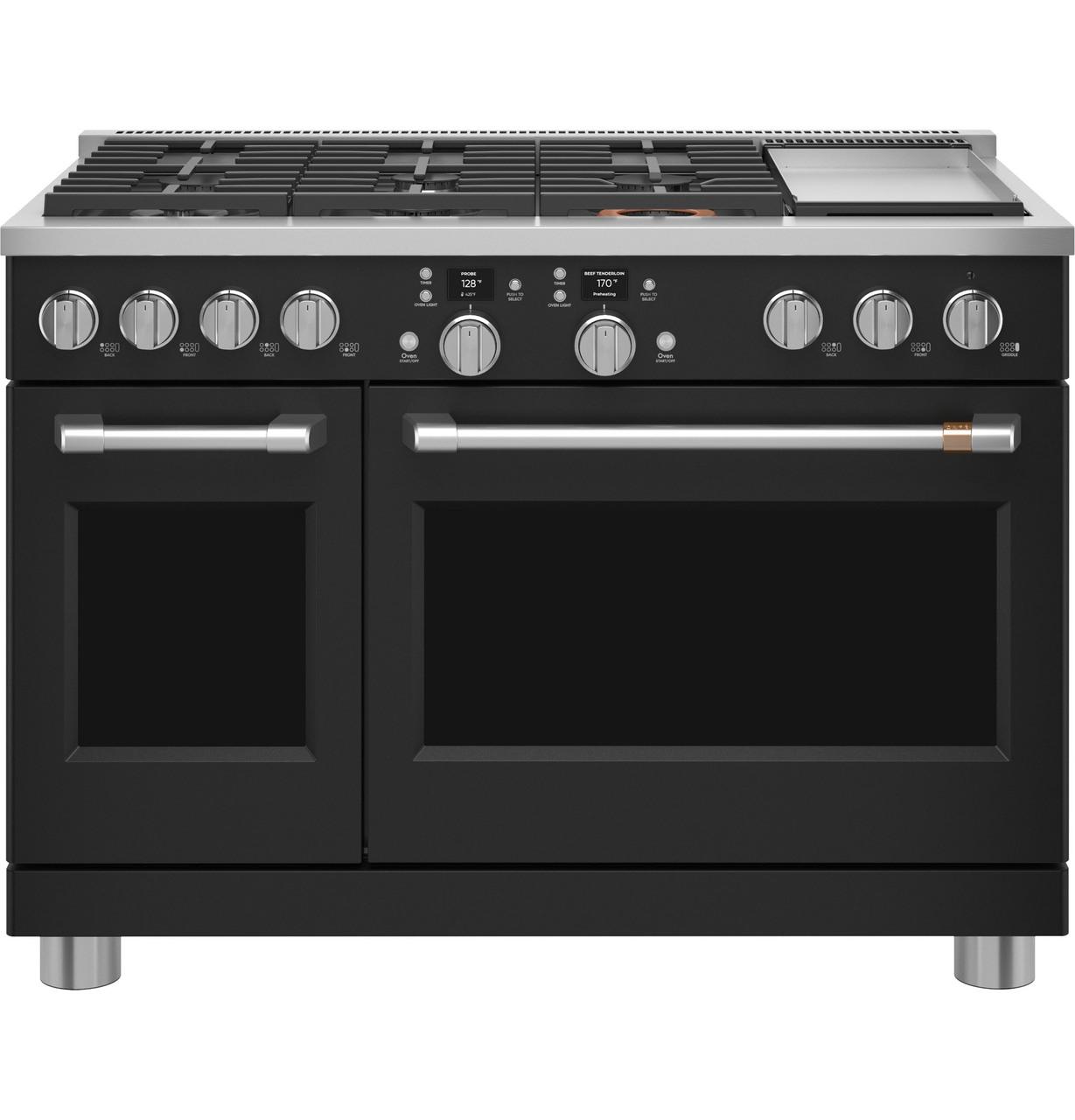 Cafe C2Y486P3TD1 CAF(EBACK)™ 48" Smart Dual-Fuel Commercial-Style Range with 6 Burners and Griddle (Natural Gas)