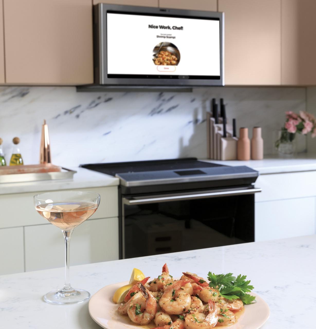Cafe CHS90XM2NS5 CAF(EBACK)™ 30" Smart Slide-In, Front-Control, Induction and Convection Range with In-Oven Camera in Platinum Glass