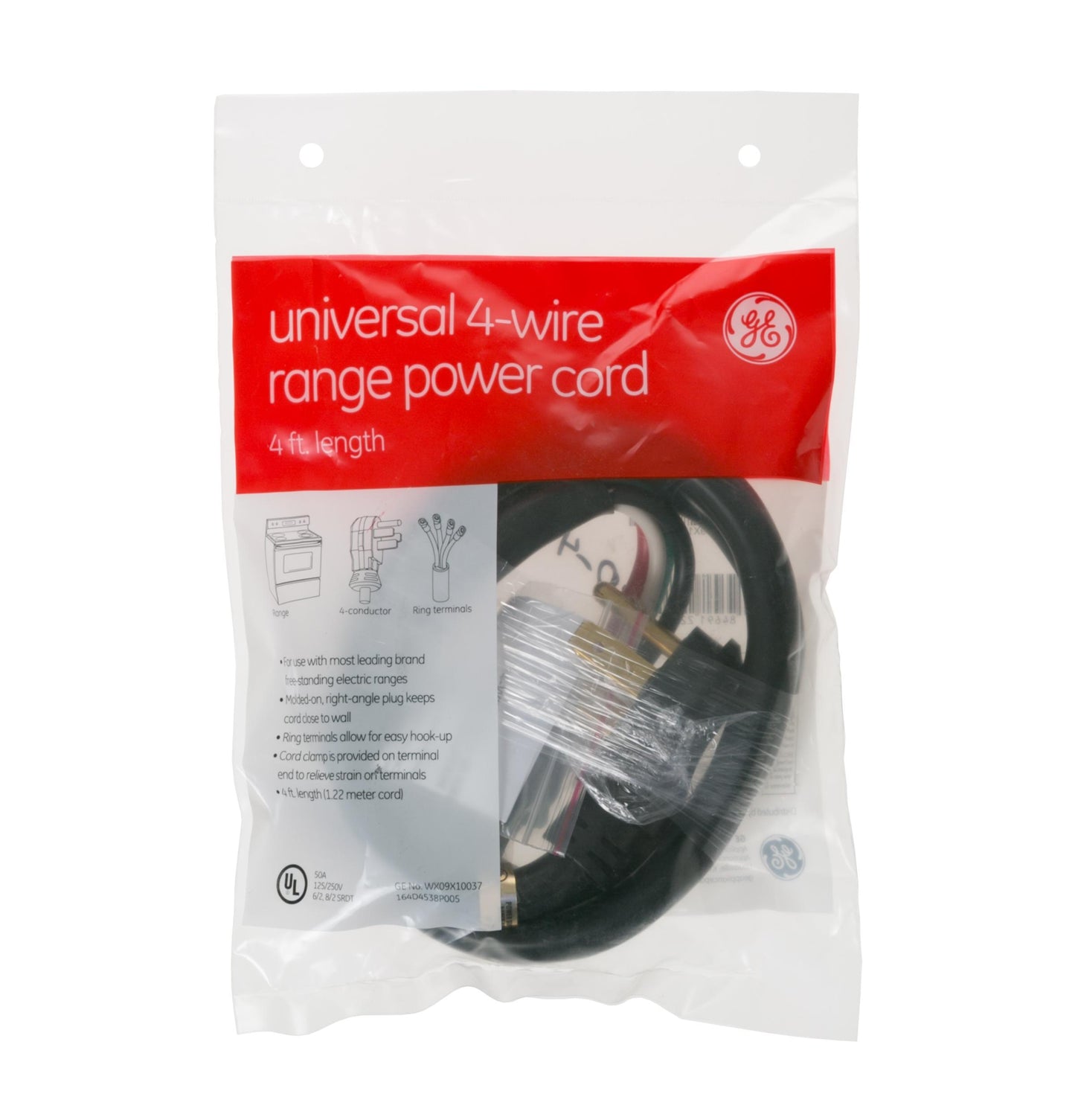 Ge Appliances WX09X10037 Range Cord 4' 50 Amp 4 Wire
