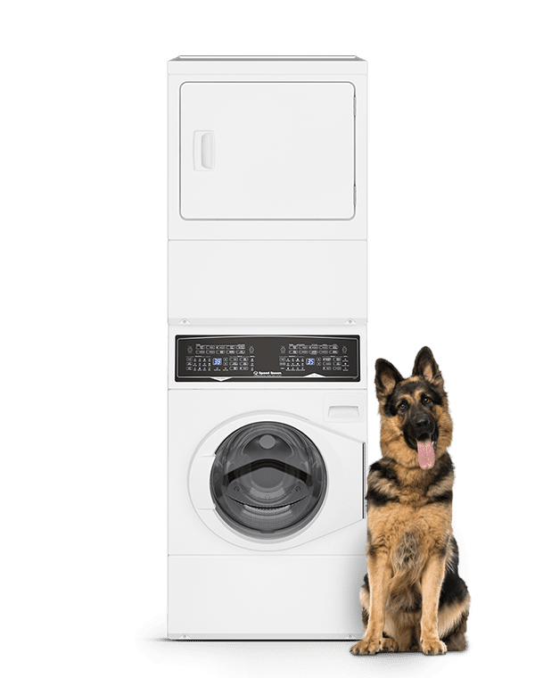 Speed Queen SF7 Stacked White Washer - Gas Dryer with Pet Plus  Sanitize  Fast Cycle Times  5-Year Warranty