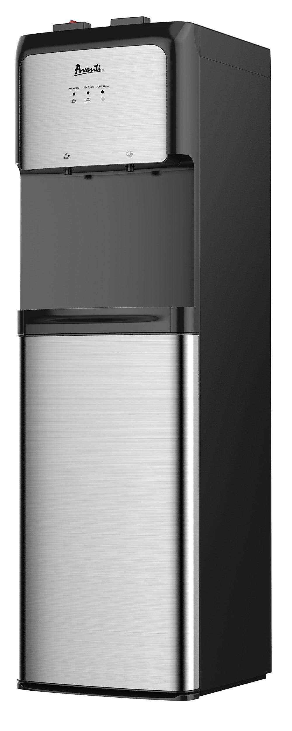 Avanti Bottom Loading Hot and Cold Water Dispenser - Black/Stainless Steel / 3 Gallons or 5 Gallons