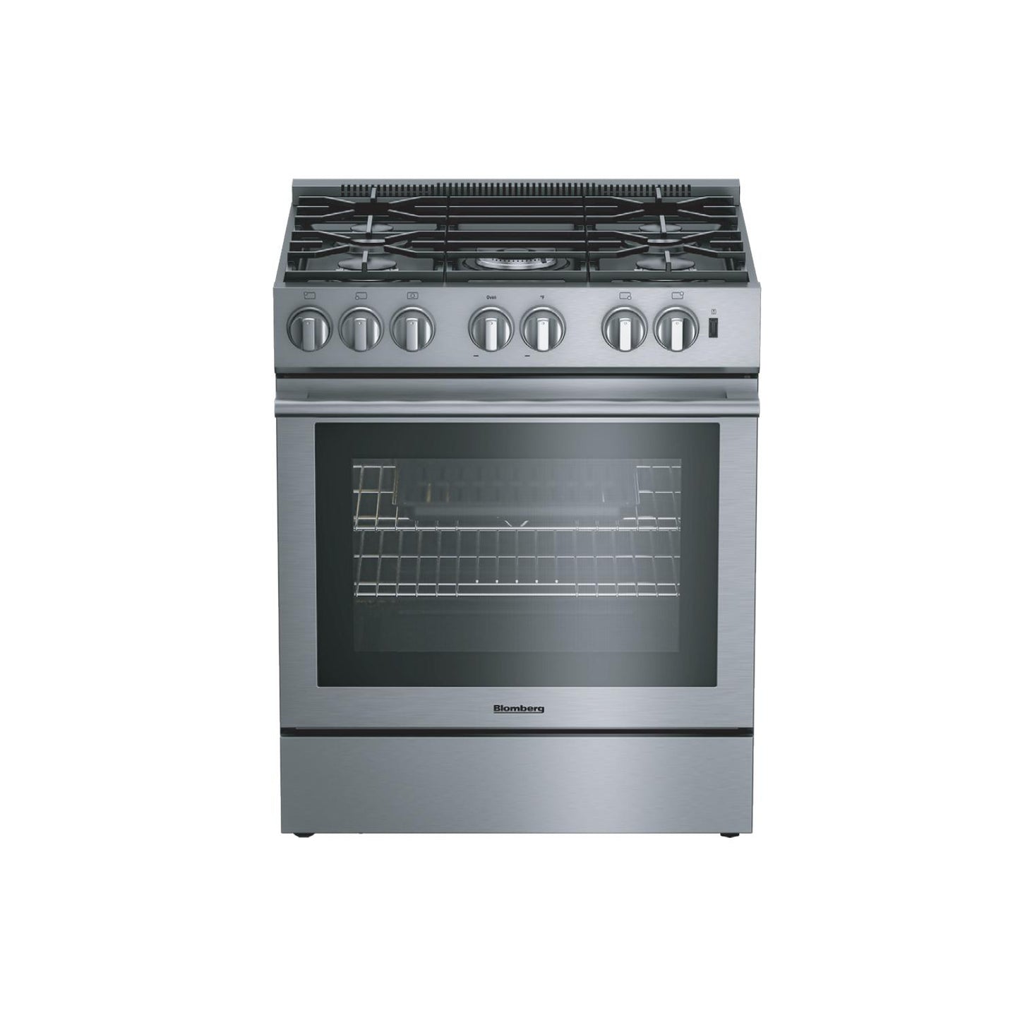 Blomberg Appliances BDF30522SS 30in Dual Fuel 5 burner range with 5.7 cu ft self clean oven, slide-in style