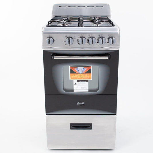 GR2013CSS Avanti 20" Compact Gas Range Oven - Stainless Steel