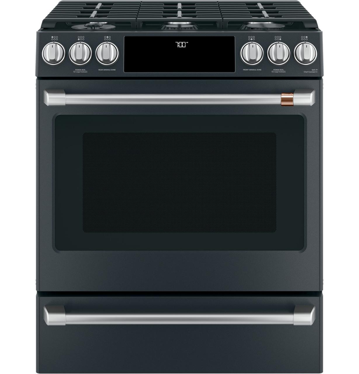 Cafe CGS700P3MD1 CAF(EBACK)™ 30" Smart Slide-In, Front-Control, Gas Range with Convection Oven