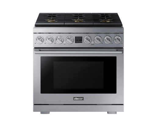 Dacor DOP36P86DLS Transitional 36" Dual-Fuel Range, Silver Stainless Steel, Natural Gas/Liquid Propan