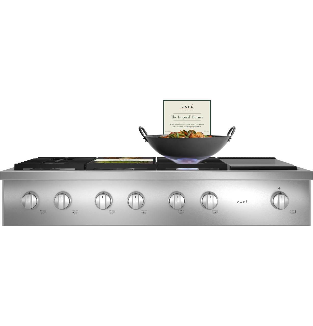 Cafe CGU486P2TS1 CAF(EBACK)™ 48" Commercial-Style Gas Rangetop with 6 Burners and Integrated Griddle (Natural Gas)
