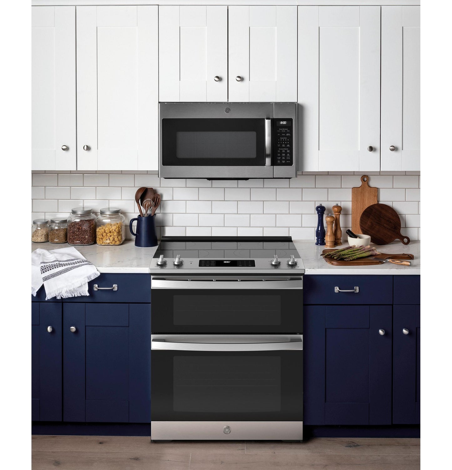 JSS86SPSS GE 30" Slide-In Electric Convection Double Oven Range