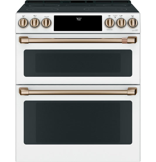 Cafe CES750P4MW2 CAF(EBACK)™ 30" Smart Slide-In, Front-Control, Radiant and Convection Double-Oven Range