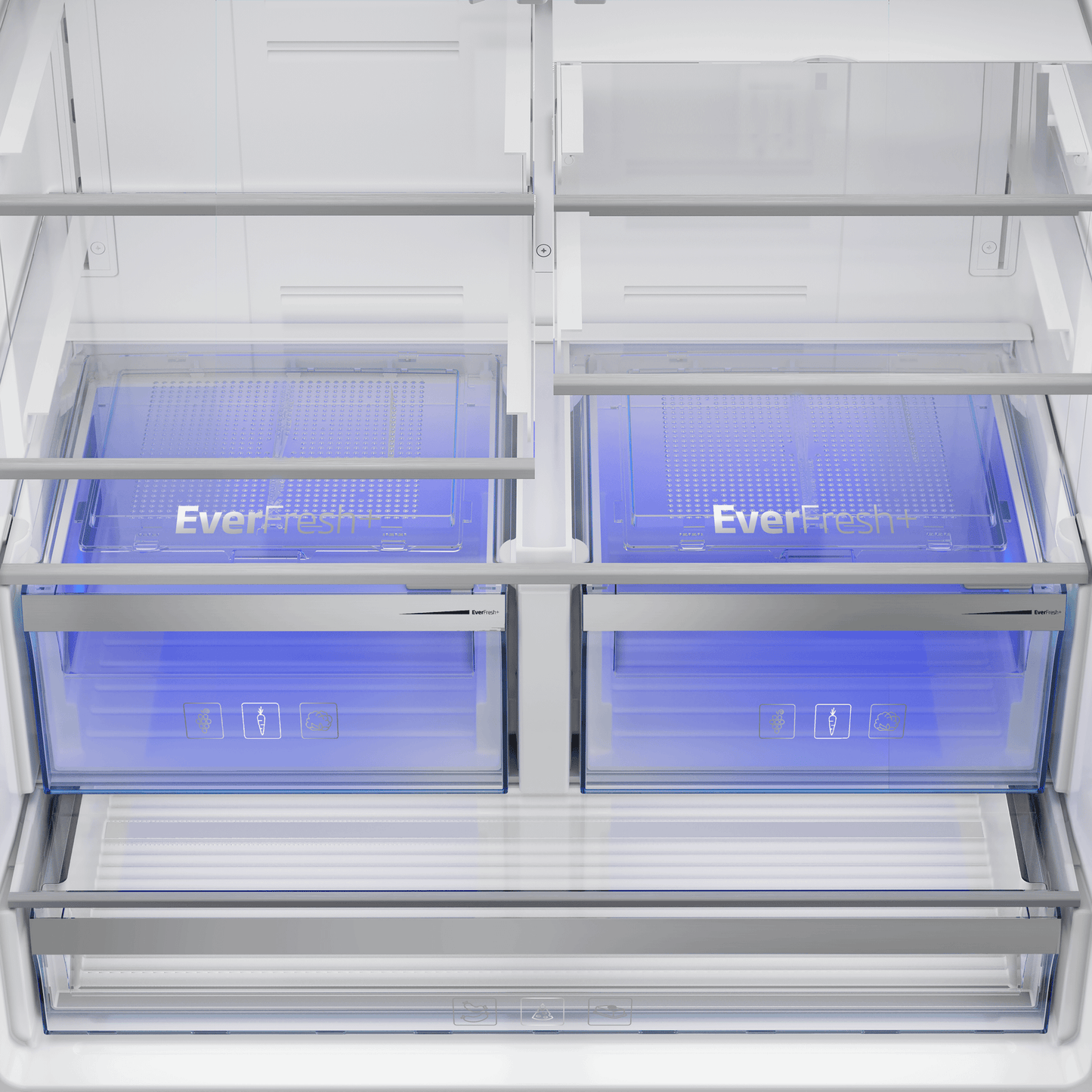 36" French Three-Door Stainless Steel Refrigerator with Auto Ice Maker, Water Dispenser