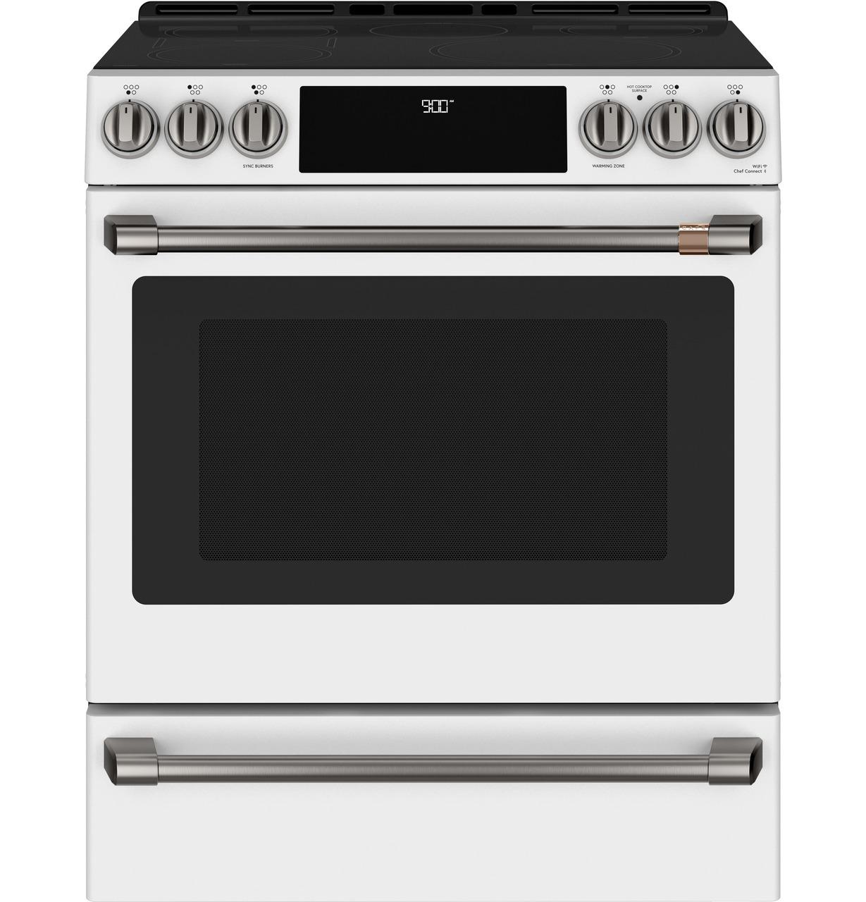 Cafe CHS900P4MW2 CAF(EBACK)™ 30" Smart Slide-In, Front-Control, Induction and Convection Range with Warming Drawer