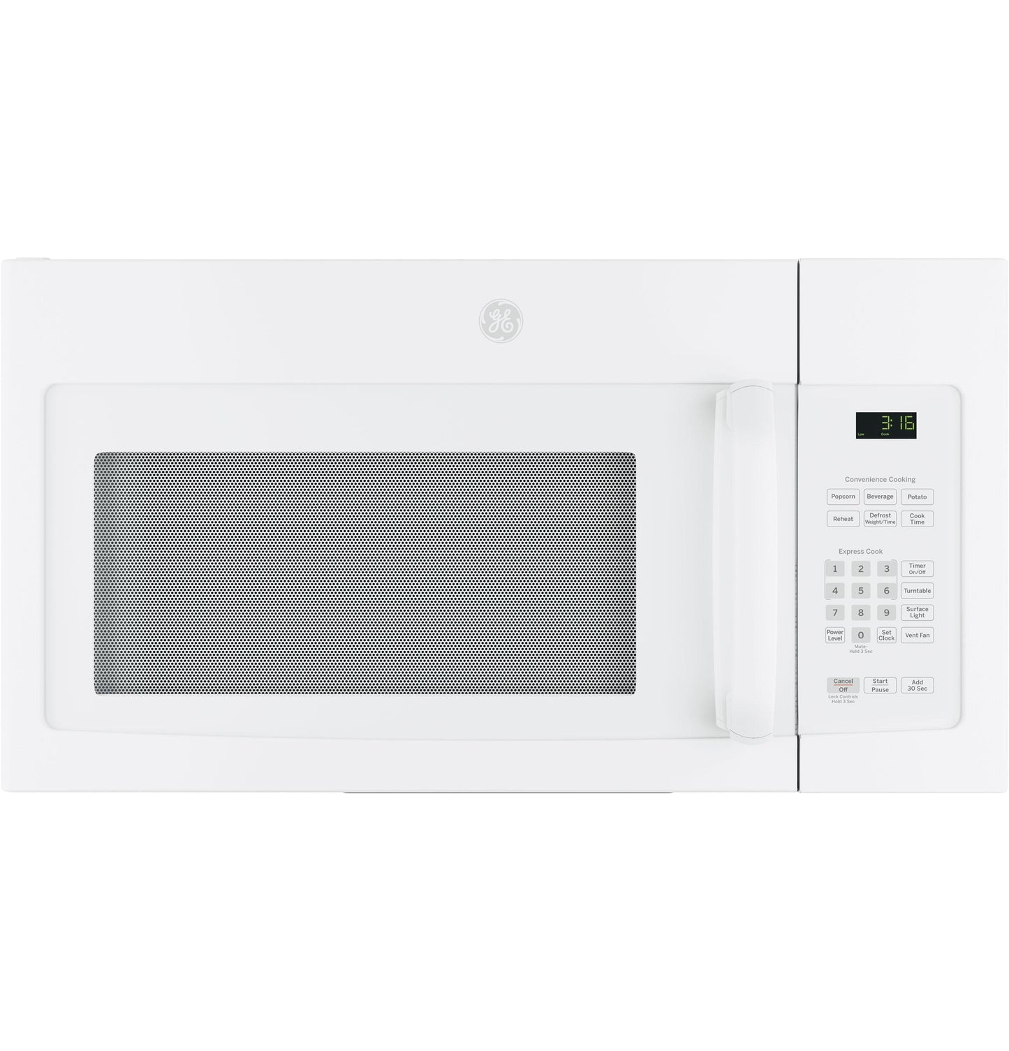 JNM3163DJWW GE® 1.6 Cu. Ft. Over-the-Range Microwave Oven with Recirculating Venting
