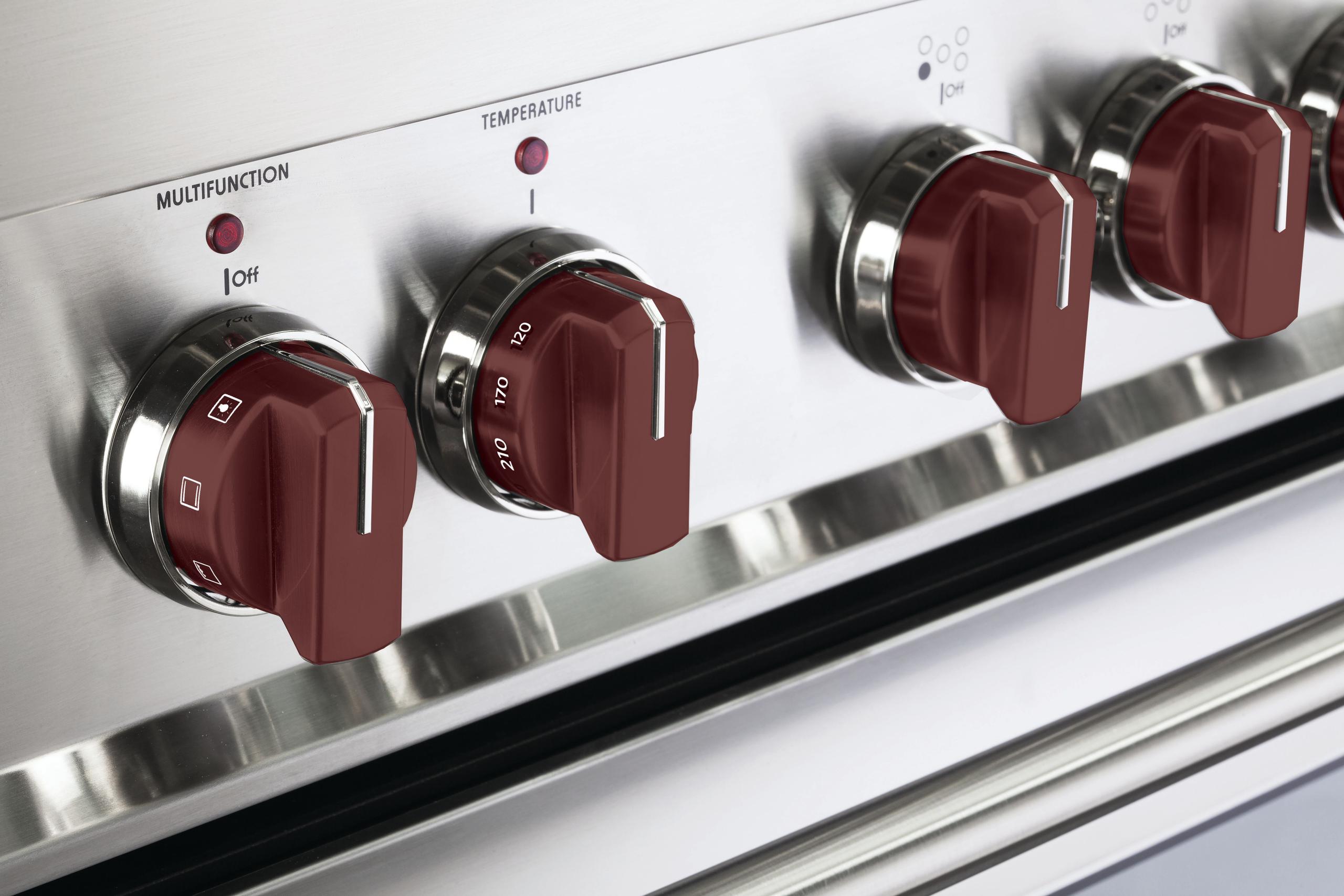 Color Knob Set for Designer Single Oven Gas Range - Burgundy