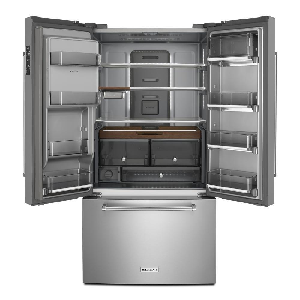 Kitchenaid 23.8 cu. ft. 36" Counter-Depth French Door Platinum Interior Refrigerator with PrintShield™ Finish