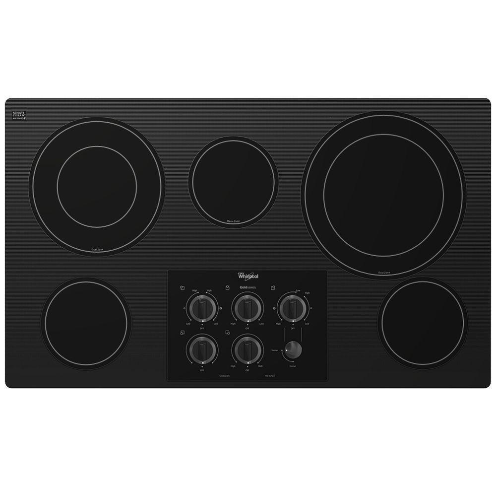 Whirlpool G7CE3635XB Gold® 36-inch Electric Ceramic Glass Cooktop with Two Dual Radiant Elements