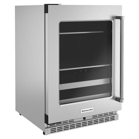 Kitchenaid KUBL314KSS 24" Beverage Center with Glass Door and Metal-Front Racks