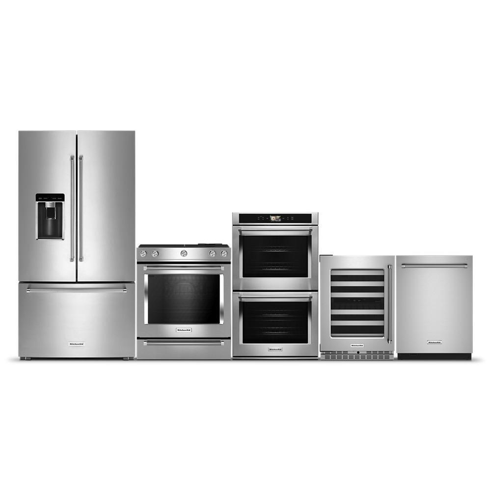 Kitchenaid KUWL314KSS 24" Undercounter Wine Cellar with Glass Door and Metal-Front Racks