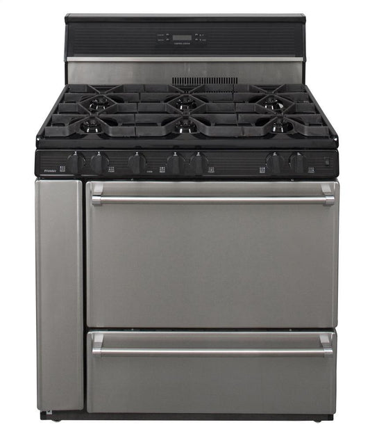 Premier P36S148BP 36 in. Freestanding Open Burner Gas Range in Stainless Steel