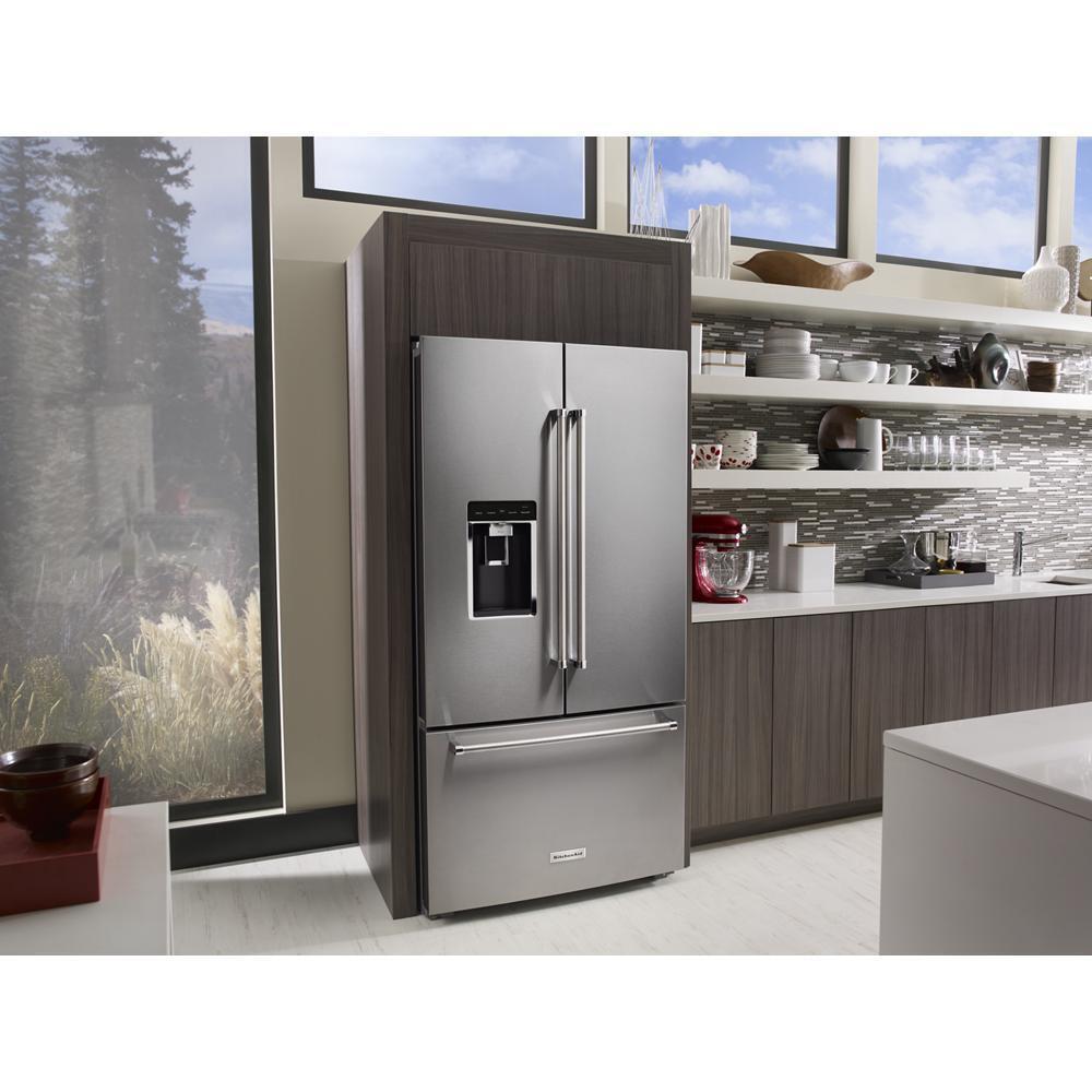 Kitchenaid 23.8 cu. ft. 36" Counter-Depth French Door Platinum Interior Refrigerator with PrintShield™ Finish