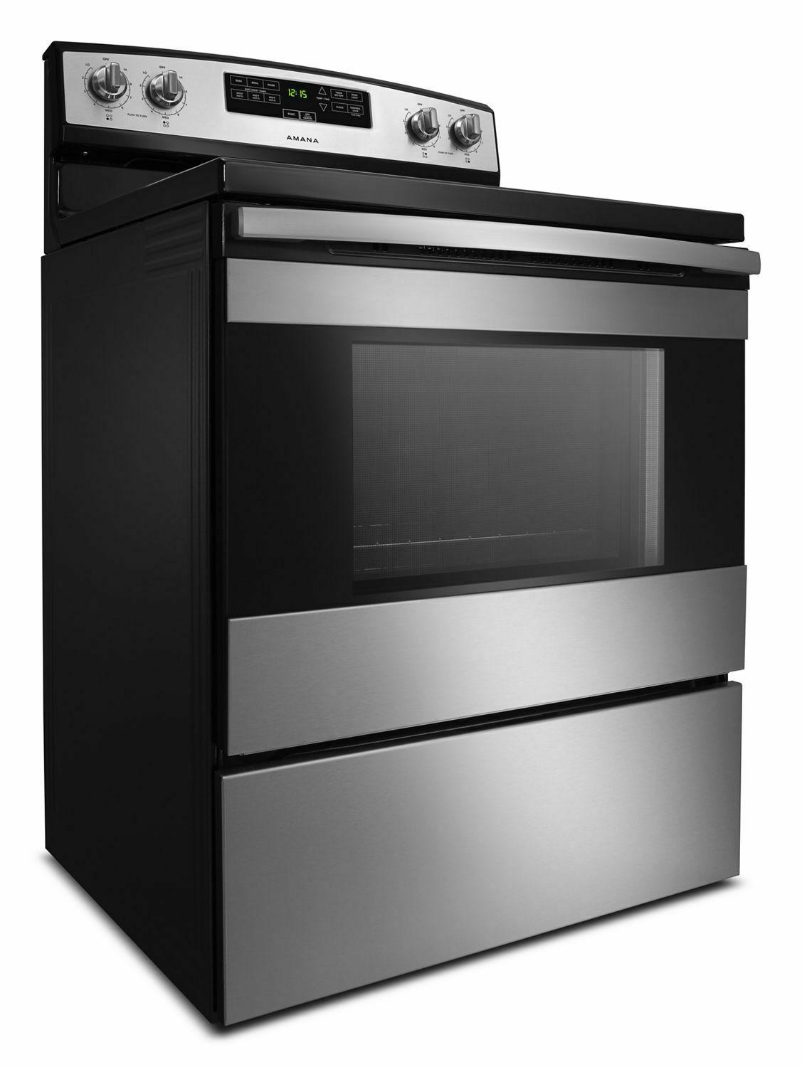 Amana ACR4303MFS 30-inch Amana® Electric Range with Bake Assist Temps - Black-on-Stainless