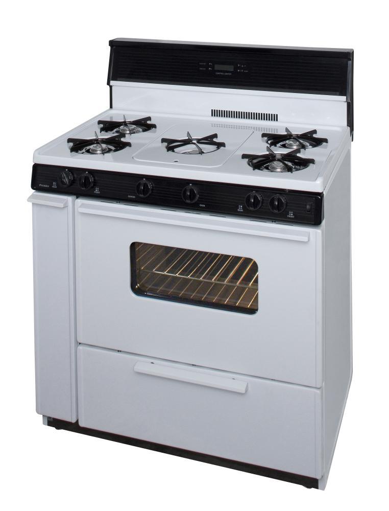 Premier SLK249WP0 36 in. Freestanding Gas Range with 5th Burner and Griddle Package in White