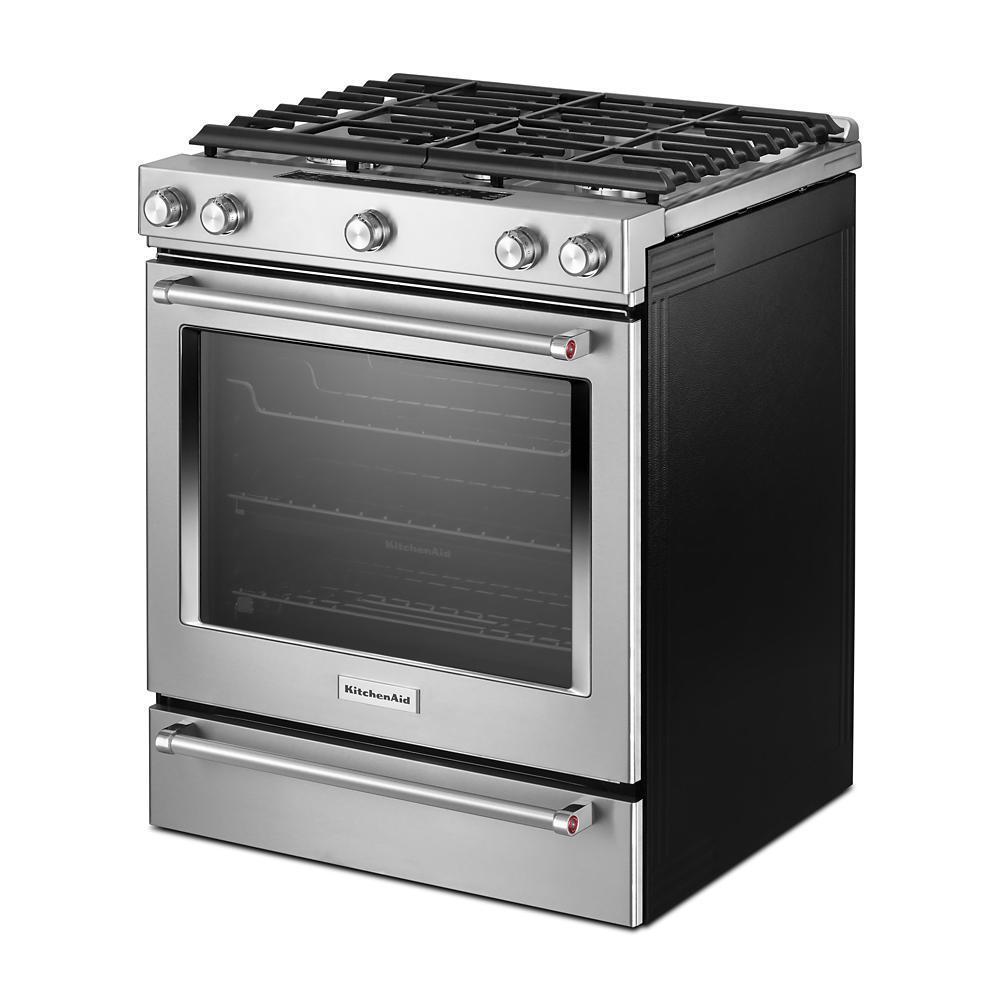 Kitchenaid KSGB900ESS 30-Inch 5 Burner Gas Convection Slide-In Range with Baking Drawer