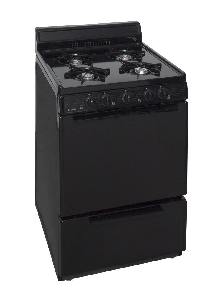 Premier 24 in. Freestanding Battery-Generated Spark Ignition Gas Range in Black