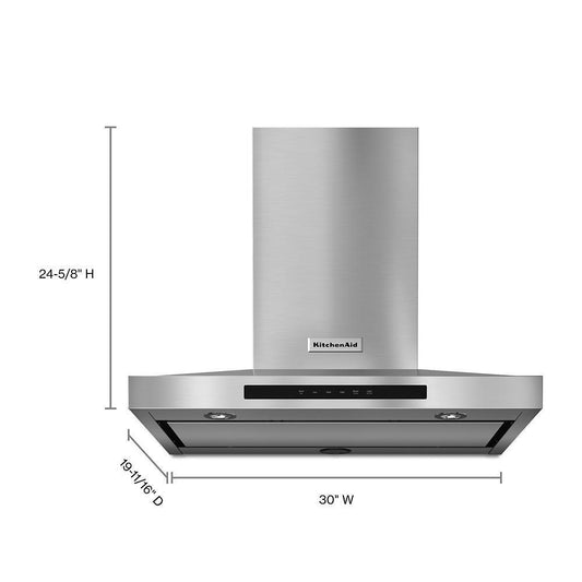 Kitchenaid KVWB600DSS 30" Wall-Mount, 3-Speed Canopy Hood