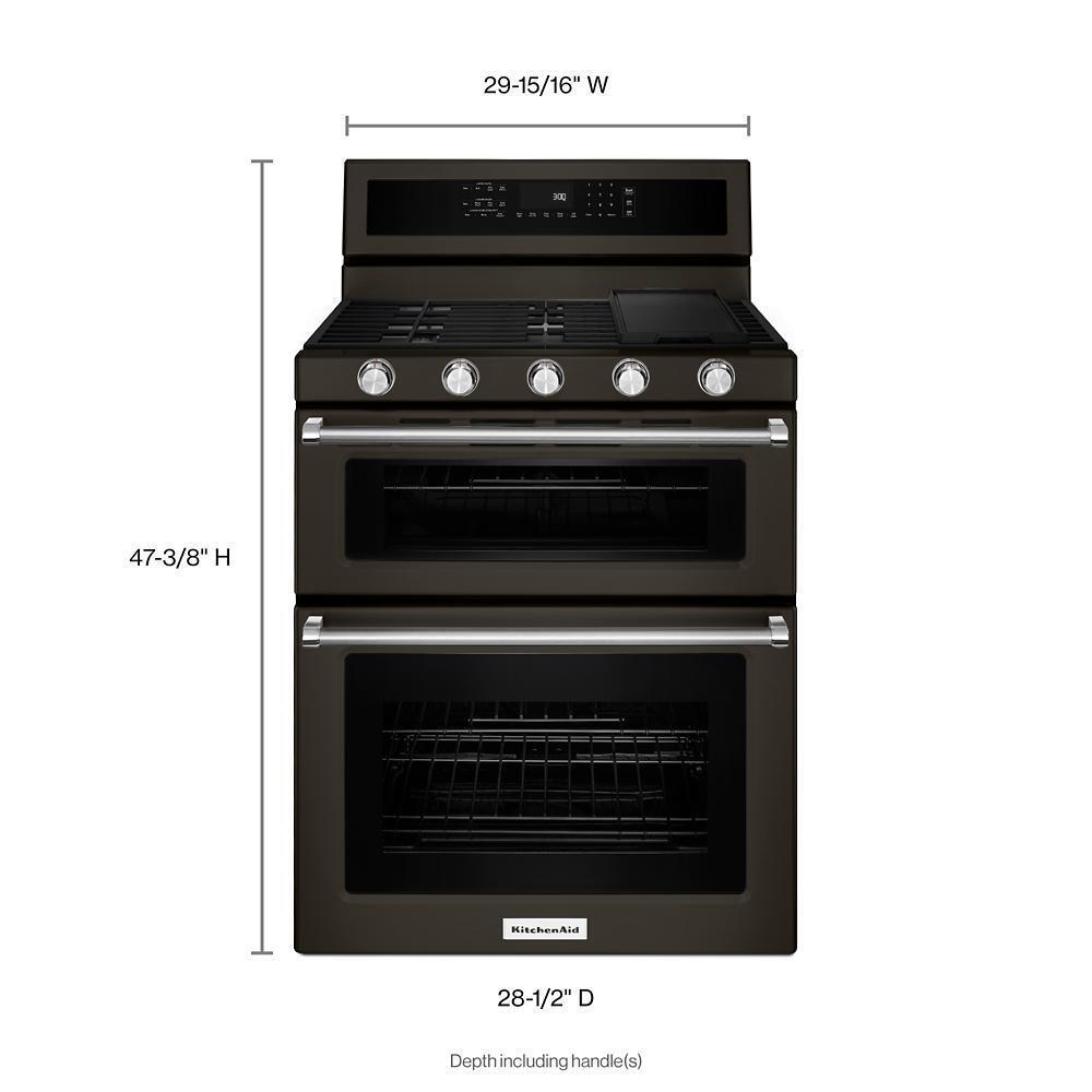 Kitchenaid KFGD500EBS 30-Inch 5 Burner Gas Double Oven Convection Range