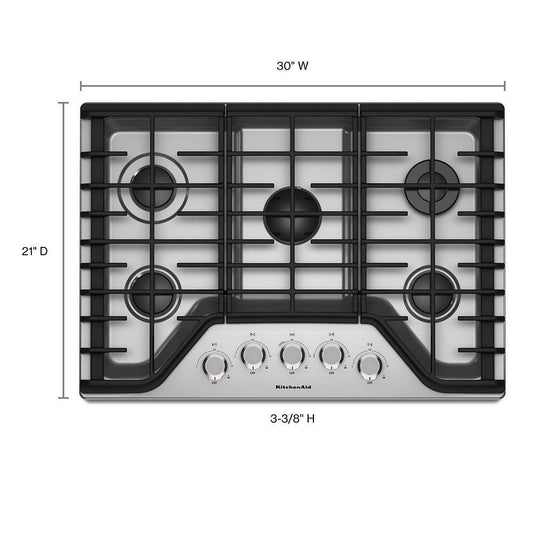 Kitchenaid KCGS350ESS 30" 5-Burner Gas Cooktop