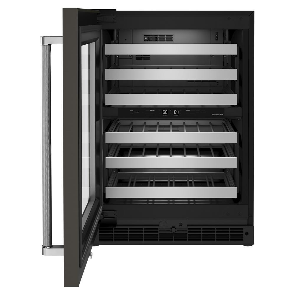 Kitchenaid KUWL314KBS 24" Undercounter Wine Cellar with Glass Door and Metal-Front Racks