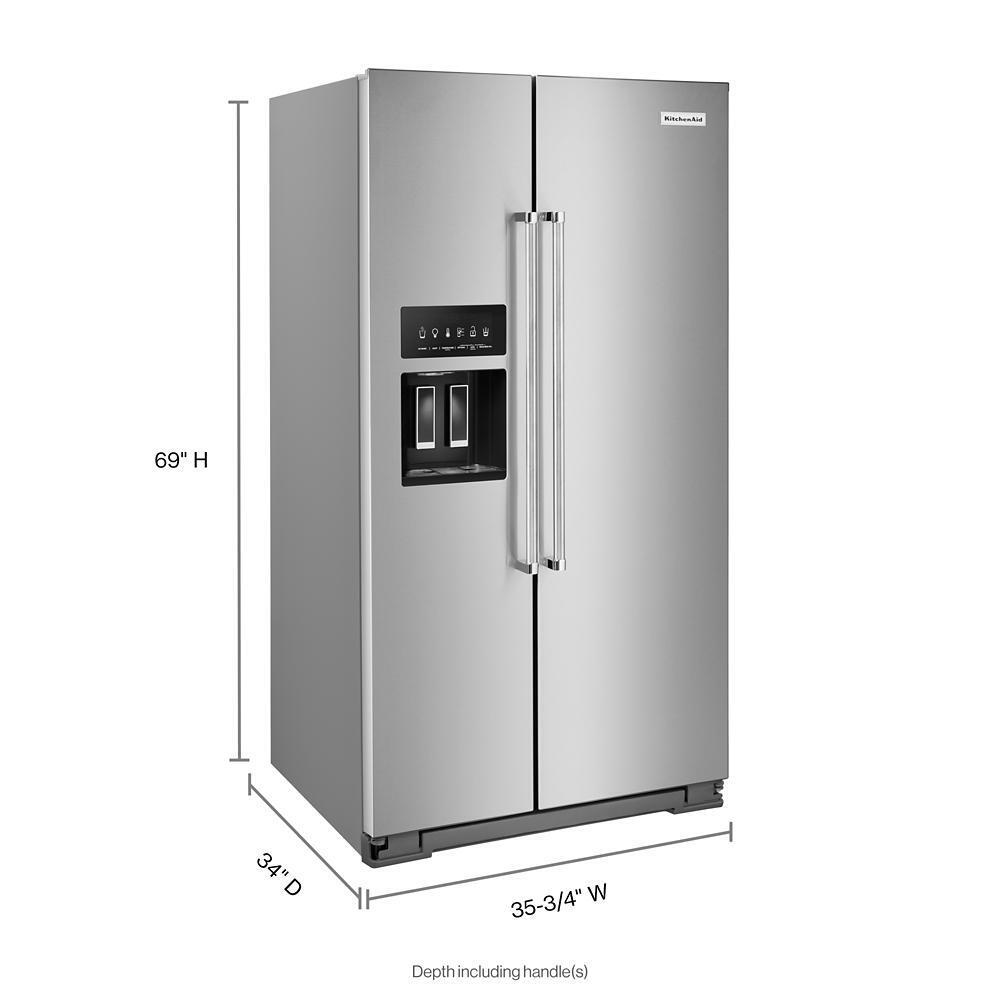 Kitchenaid KRSF705HPS 24.8 cu ft. Side-by-Side Refrigerator with Exterior Ice and Water and PrintShield™ finish