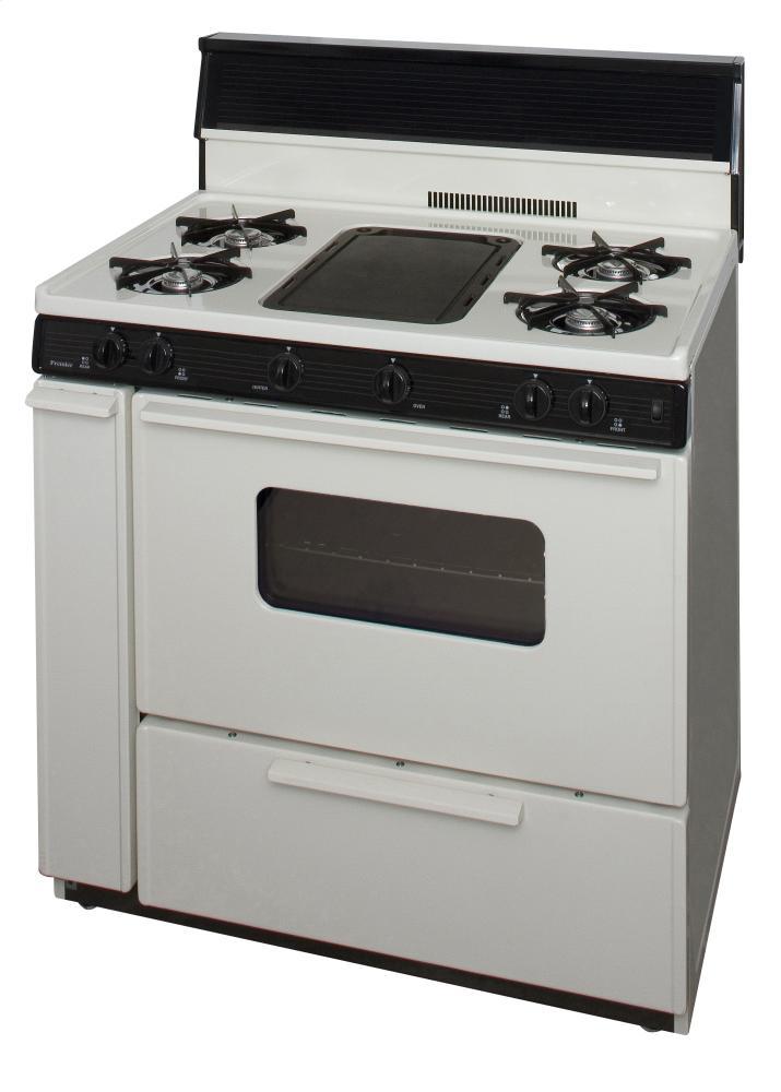 Premier BLK5S9TP 36 in. Freestanding Battery-Generated Spark Ignition Gas Range in Biscuit