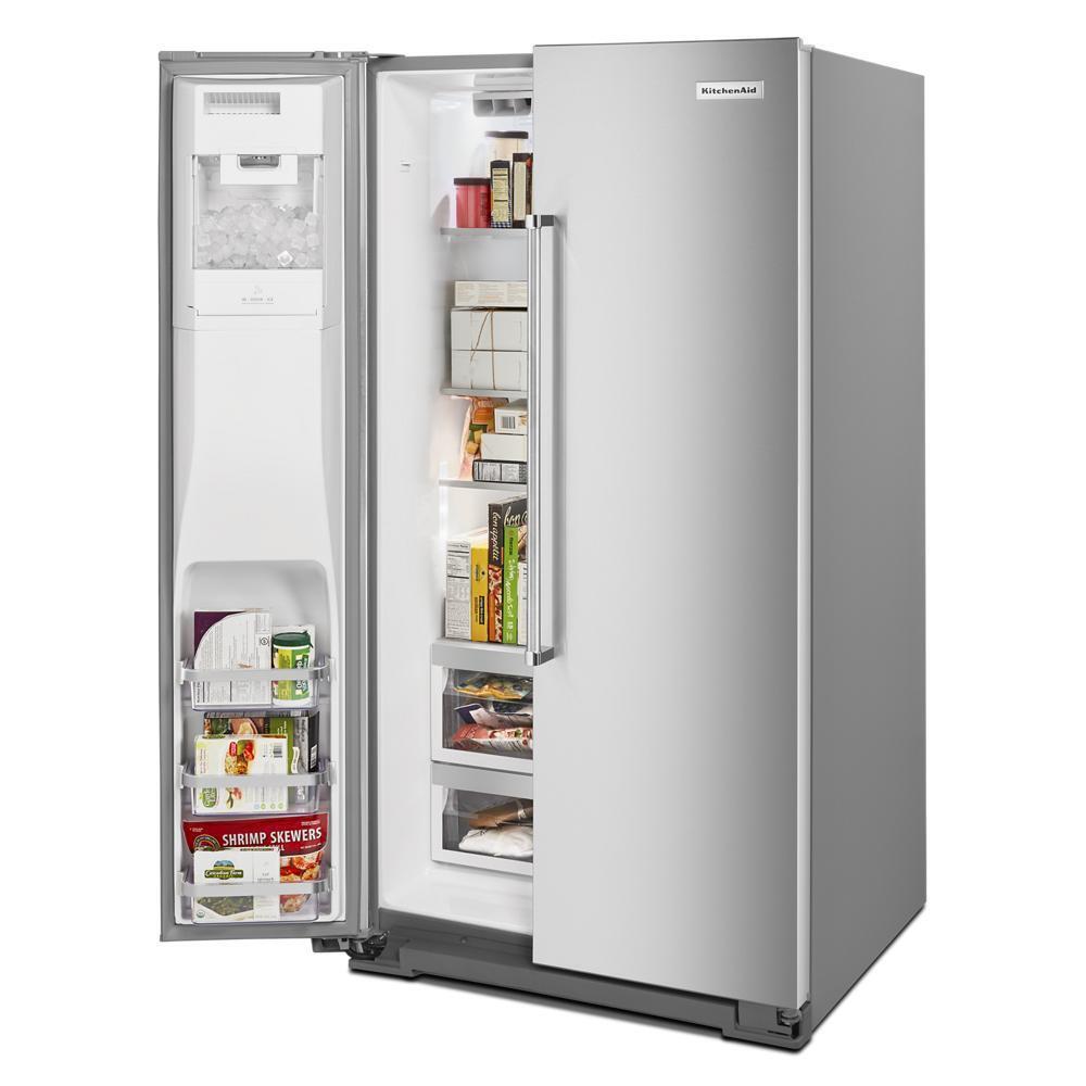 Kitchenaid KRSF705HPS 24.8 cu ft. Side-by-Side Refrigerator with Exterior Ice and Water and PrintShield™ finish