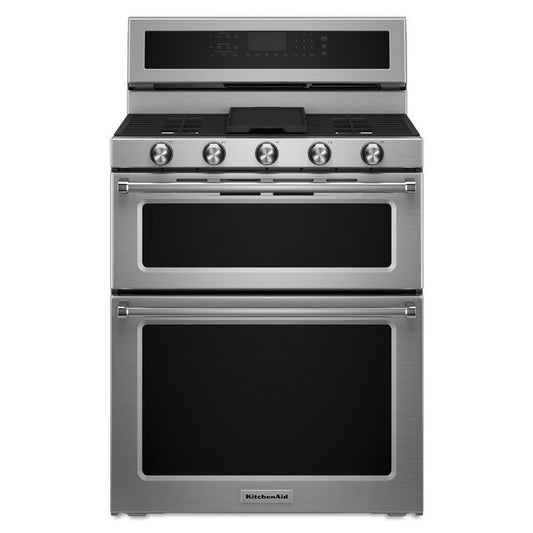 Kitchenaid KFDD500ESS 30-Inch 5 Burner Dual Fuel Double Oven Convection Range