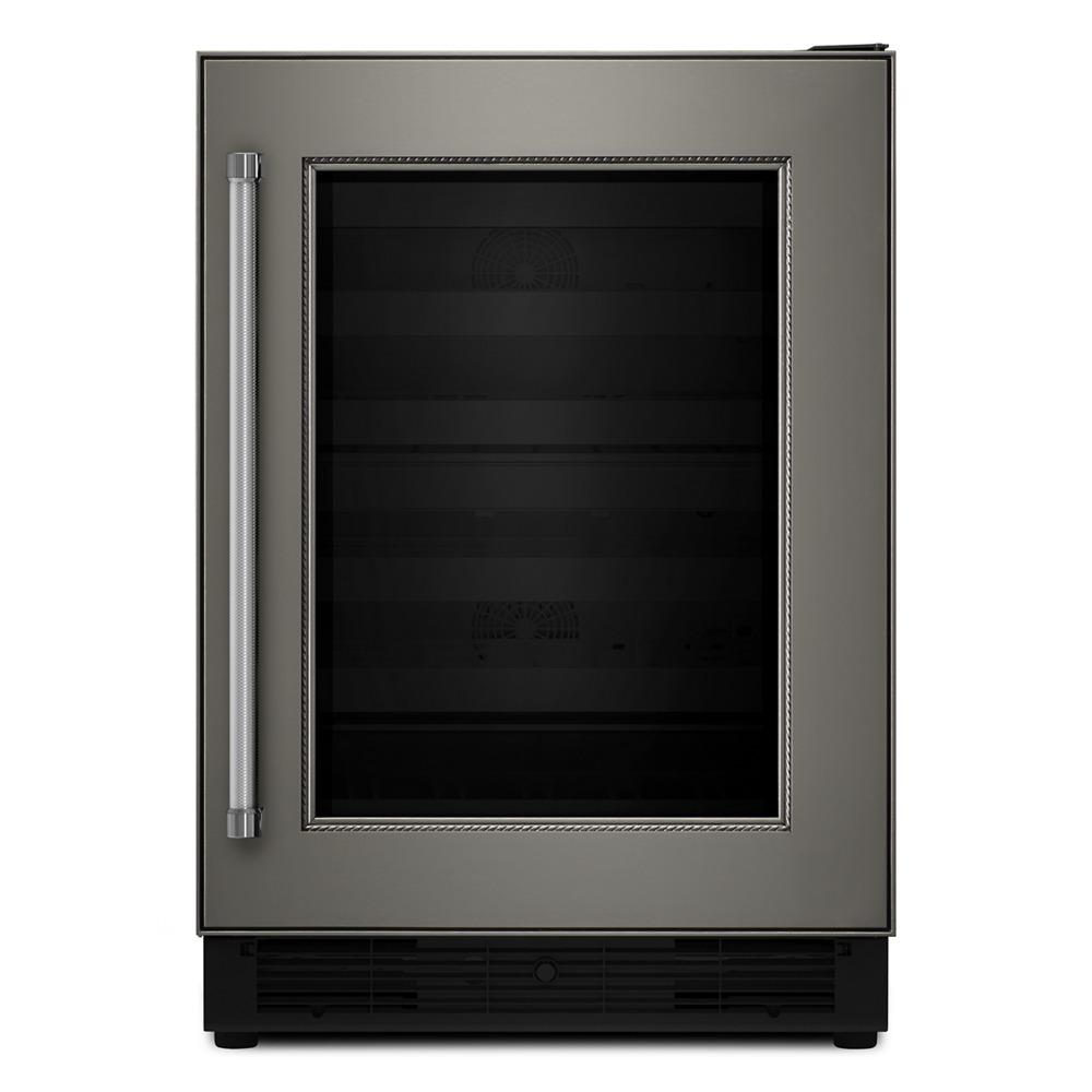 Kitchenaid KUWR204EPA 24" Panel Ready Wine Cellar with Glass Door and Wood-Front Racks