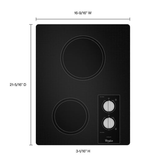 Whirlpool W5CE1522FB 15-inch Electric Cooktop with Easy Wipe Ceramic Glass