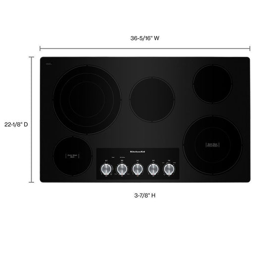 Kitchenaid KCES556HSS 36" Electric Cooktop with 5 Elements and Knob Controls