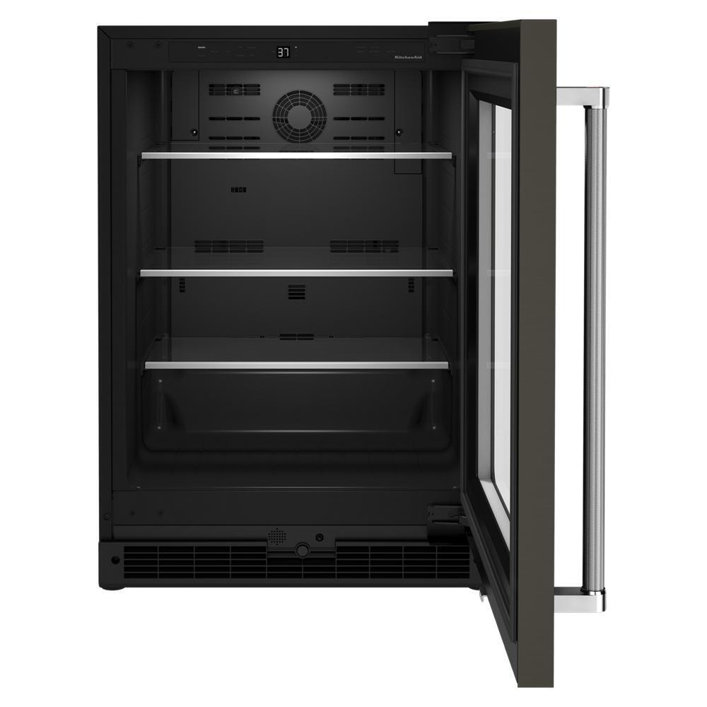 Kitchenaid KURR314KBS 24" Undercounter Refrigerator with Glass Door and Shelves with Metallic Accents and PrintShield™ Finish