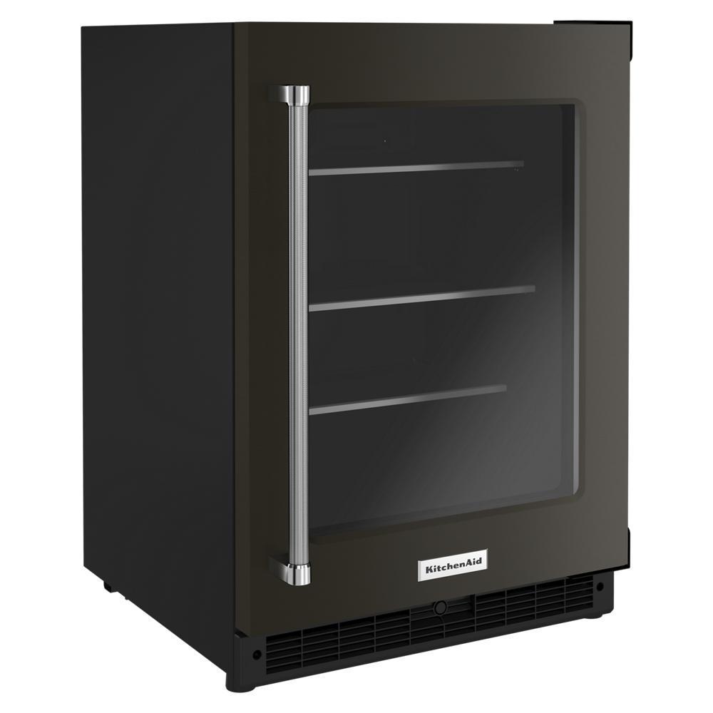 Kitchenaid KURR314KBS 24" Undercounter Refrigerator with Glass Door and Shelves with Metallic Accents and PrintShield™ Finish