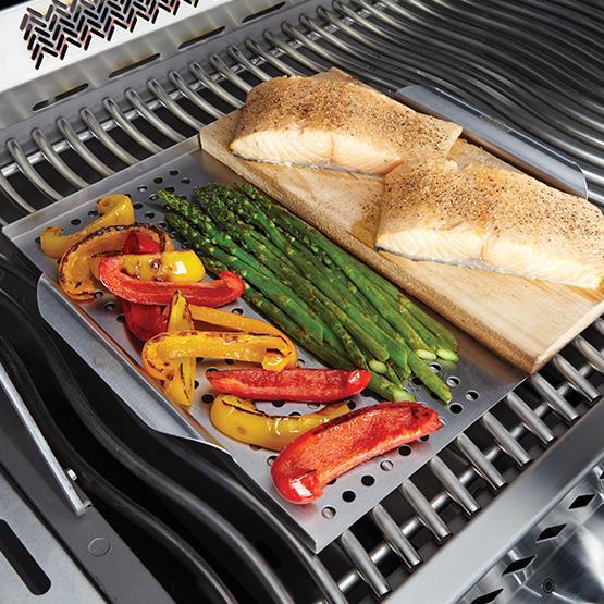 Napoleon Bbq Stainless Steel Multi-functional Topper with Cedar Plank
