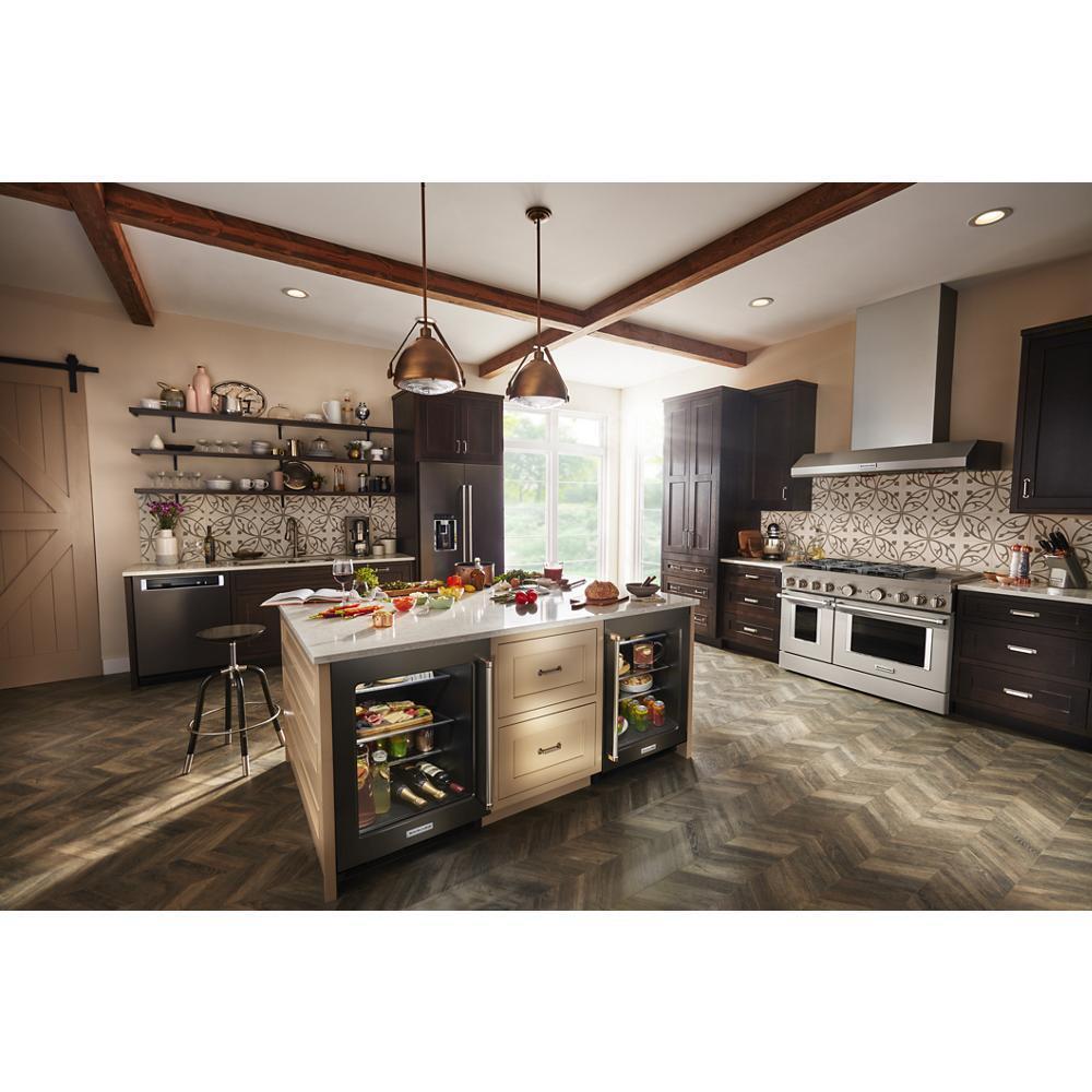 Kitchenaid KURR314KBS 24" Undercounter Refrigerator with Glass Door and Shelves with Metallic Accents and PrintShield™ Finish