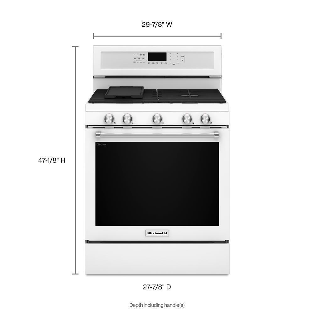 Kitchenaid KFGG500EWH 30-Inch 5-Burner Gas Convection Range