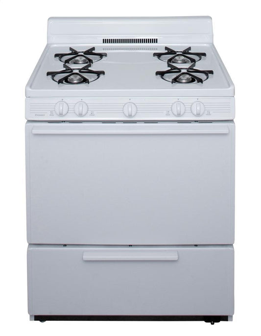 Premier BFK100OP 30 in. Freestanding Battery-Generated Spark Ignition Gas Range in White
