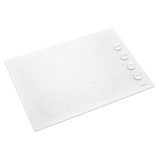 Whirlpool WCE55US0HW 30-inch Electric Ceramic Glass Cooktop with Dual Radiant Element
